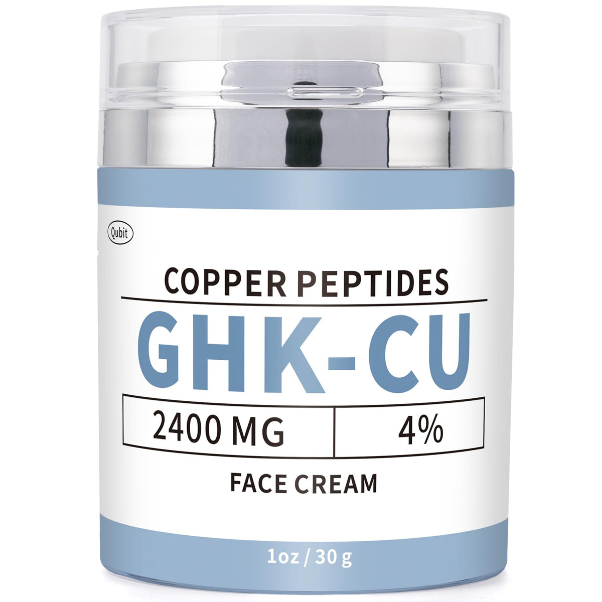 QUBIT GHK-Cu face cream tube close-up showing lightweight hydration for daily use