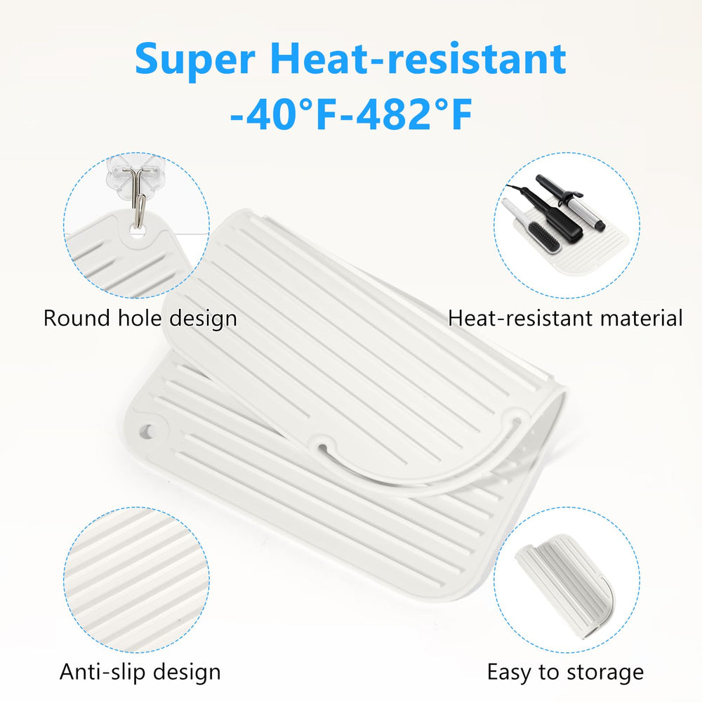 Quccefods curling iron mat on countertop protecting surfaces during heat styling