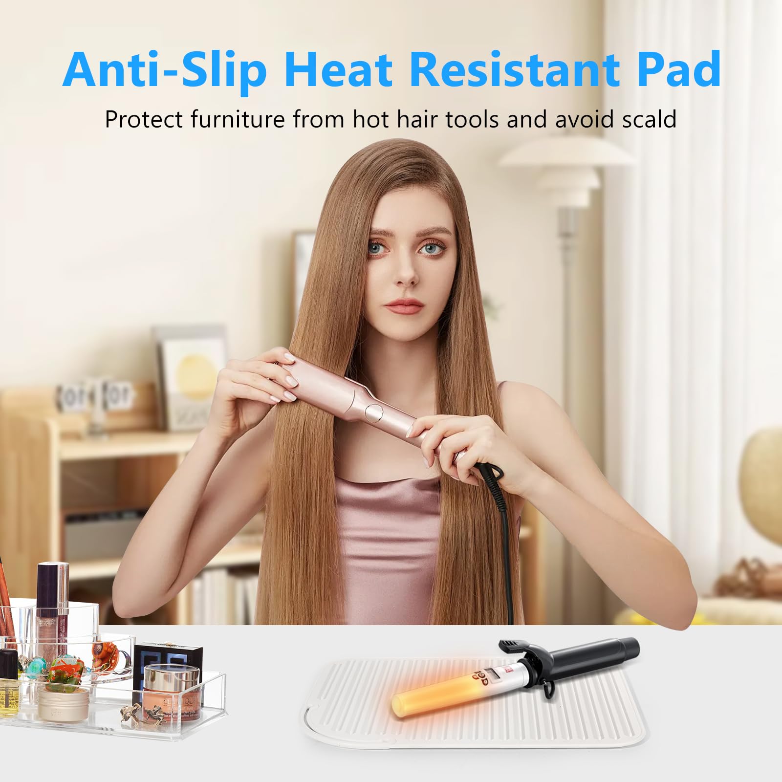 Quccefods curling iron mat travel-ready pad inside a bag