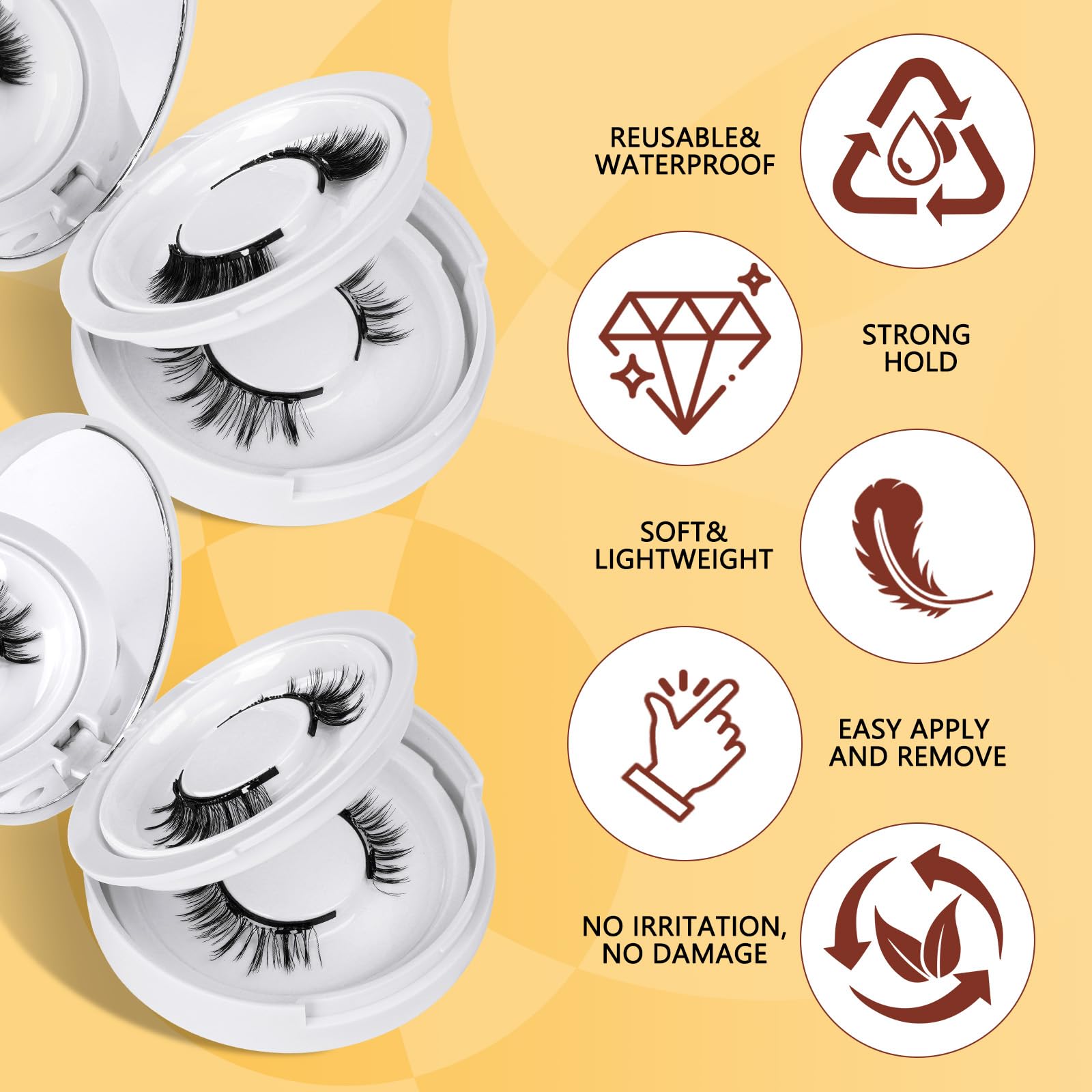 QUEWEL natural fluffy magnetic eyelashes for a wispy, lightweight look.