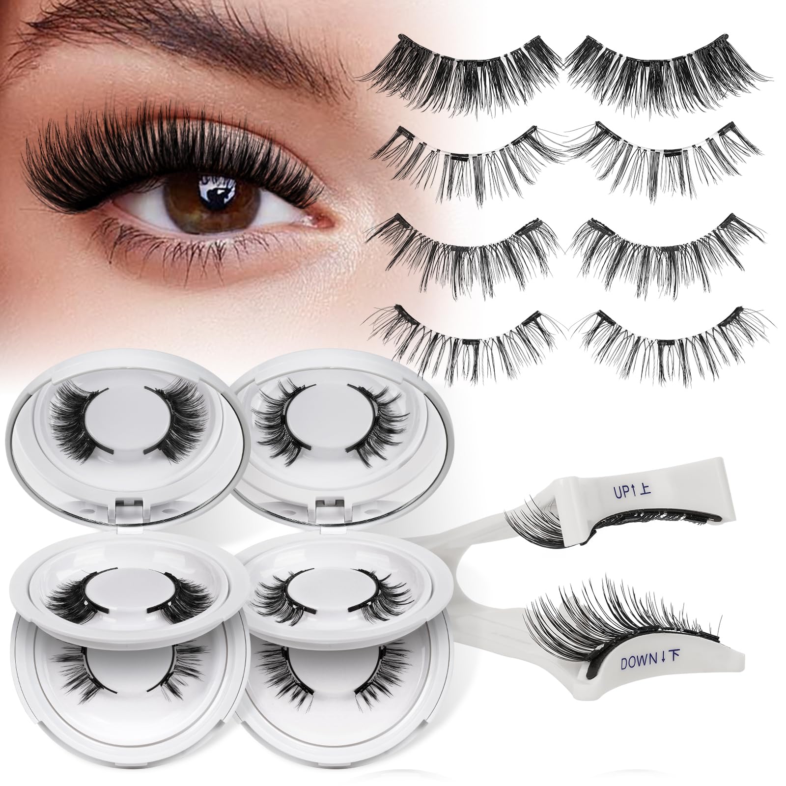 QUEWEL No Glue Magnetic Eyelashes kit enables quick, glue-free lash enhancement.