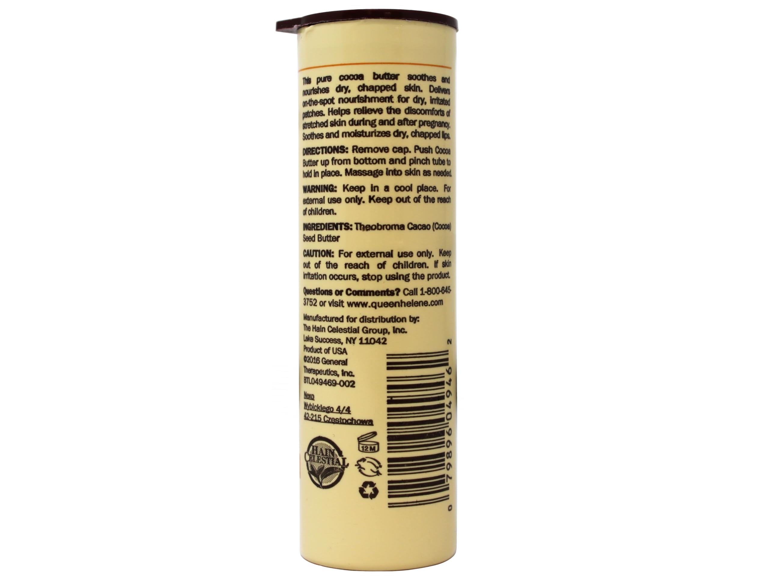 Barra de cacao Queen Helene, ideal para labios y zonas ásperas.