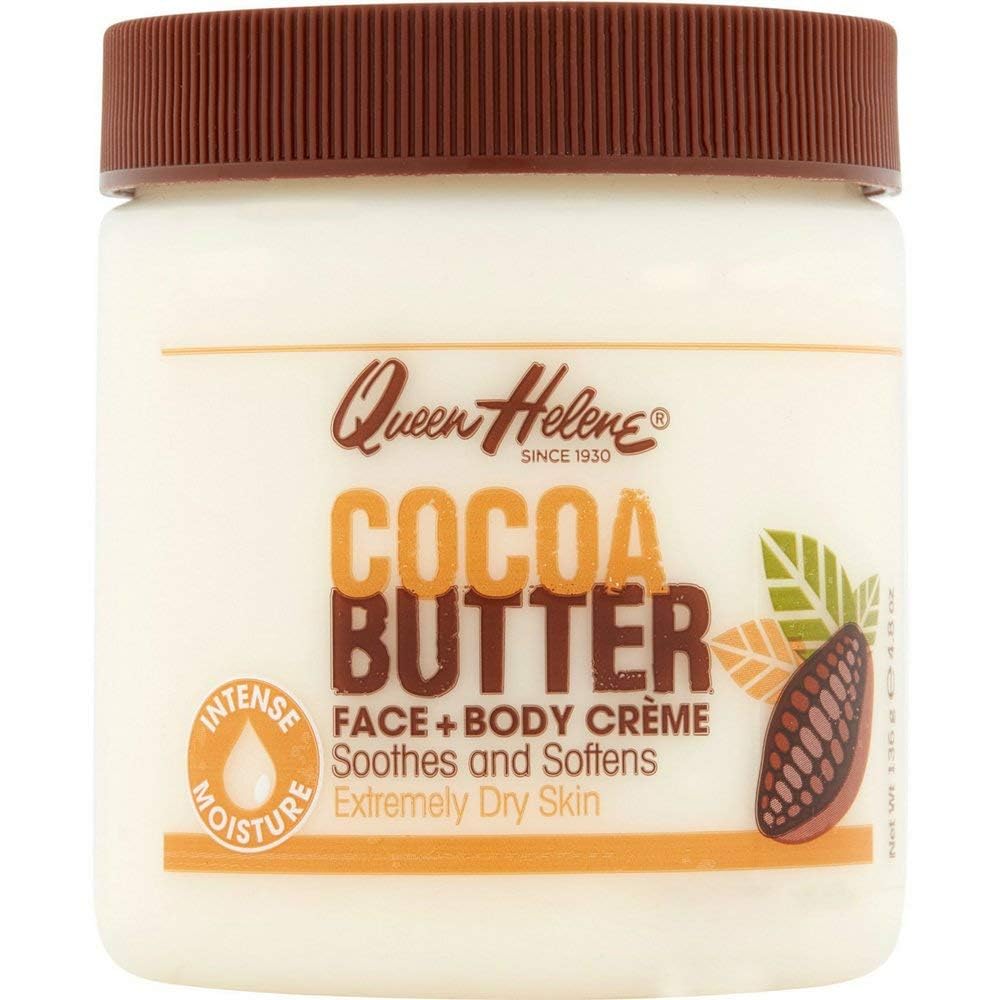 Queen Helene Cocoa Butter Cream jar closeup showing rich hydration for dry skin