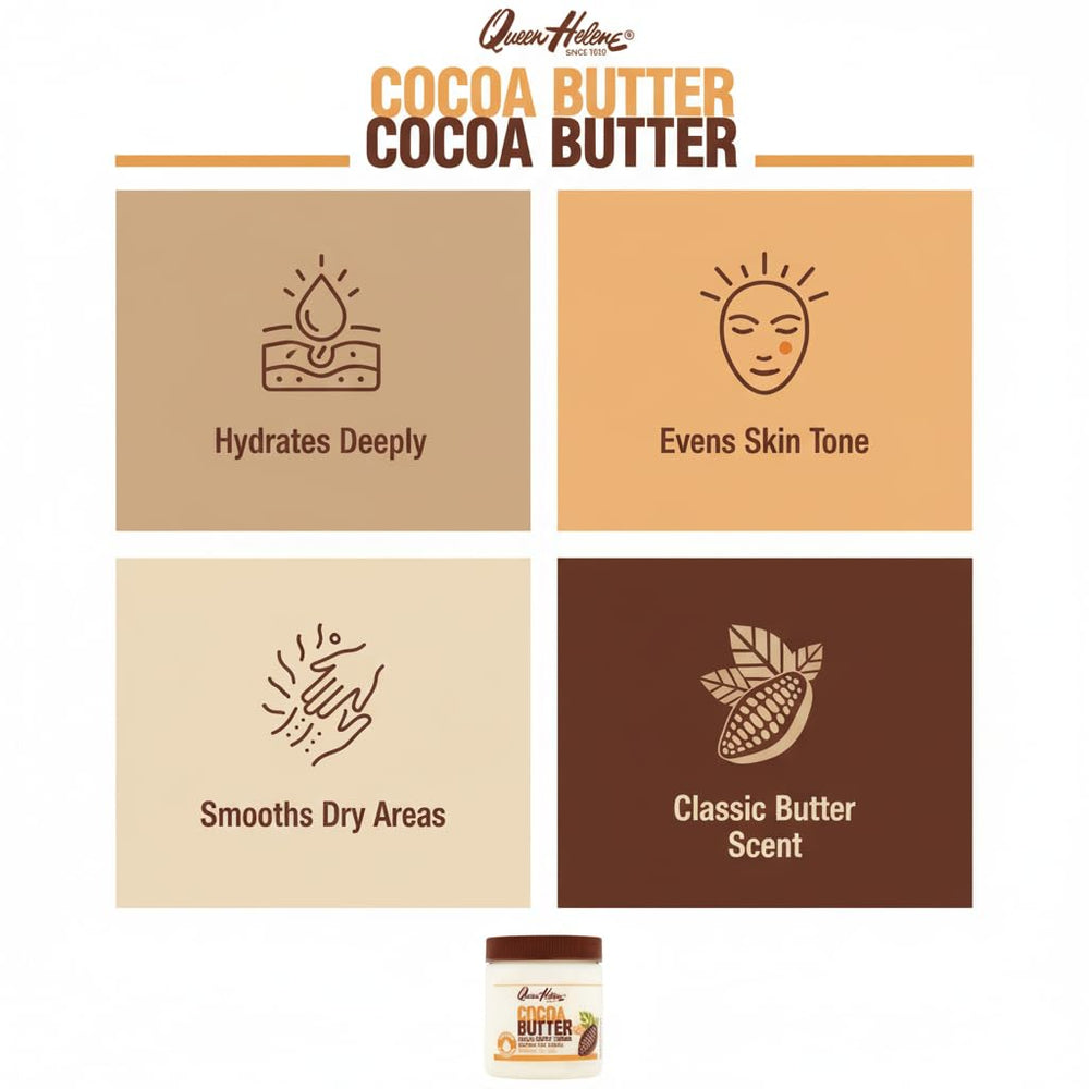 Queen Helene Cocoa Butter Cream packaging highlights value and nourishing formula