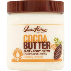 Queen Helene Cocoa Butter Creme jar top view emphasizing moisturizing formula.
