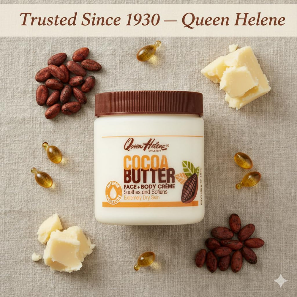 Queen Helene Cocoa Butter Creme texture detail spreads evenly on skin.