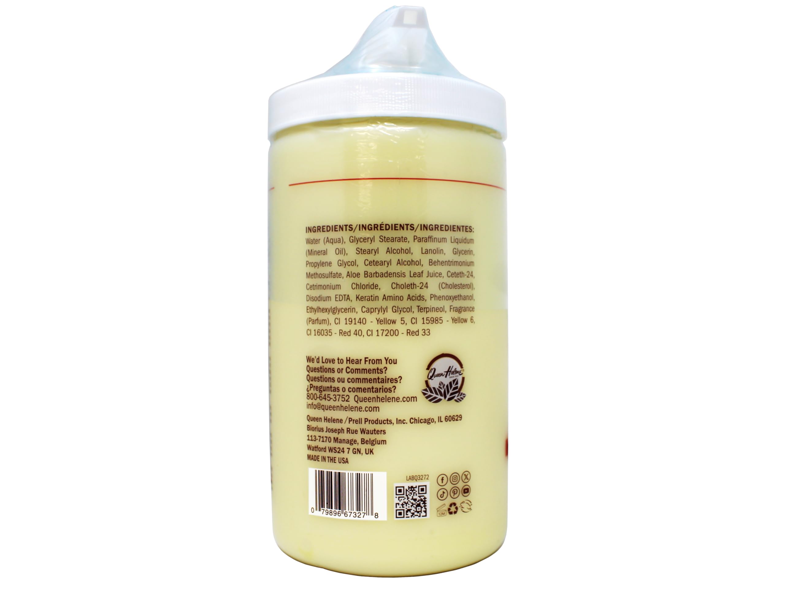 Queen Helene Hair Conditioning Cream closeup showing moisture and softness on hair.