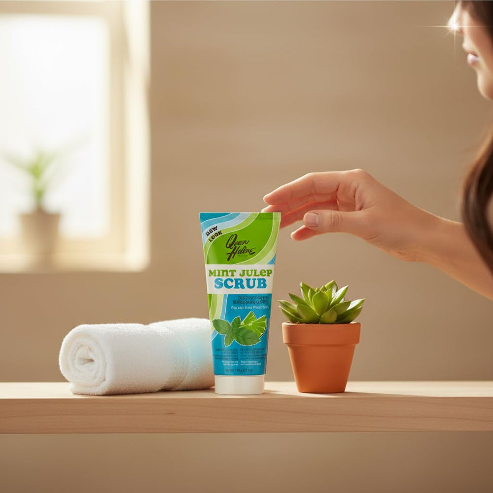 Queen Helene Mint Julep Scrub comes in a 6 oz jar for practical daily use.