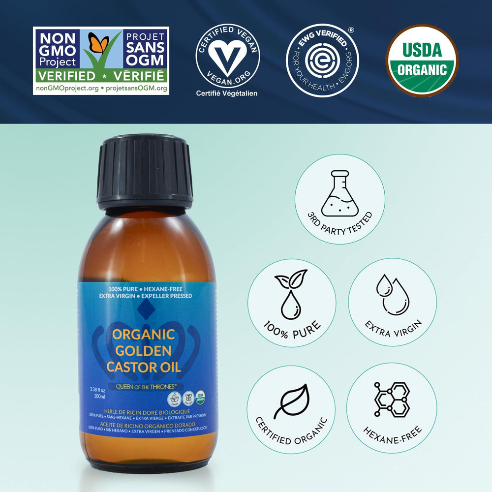 QUEEN OF THE THRONES Organic Castor Oil for DIY hair masks and nail care routines.