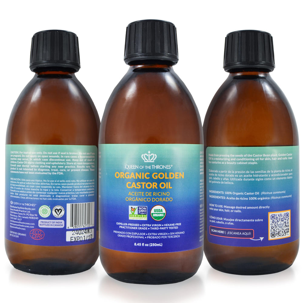 QUEEN OF THE THRONES nail and cuticle care with castor oil for improved hydration.