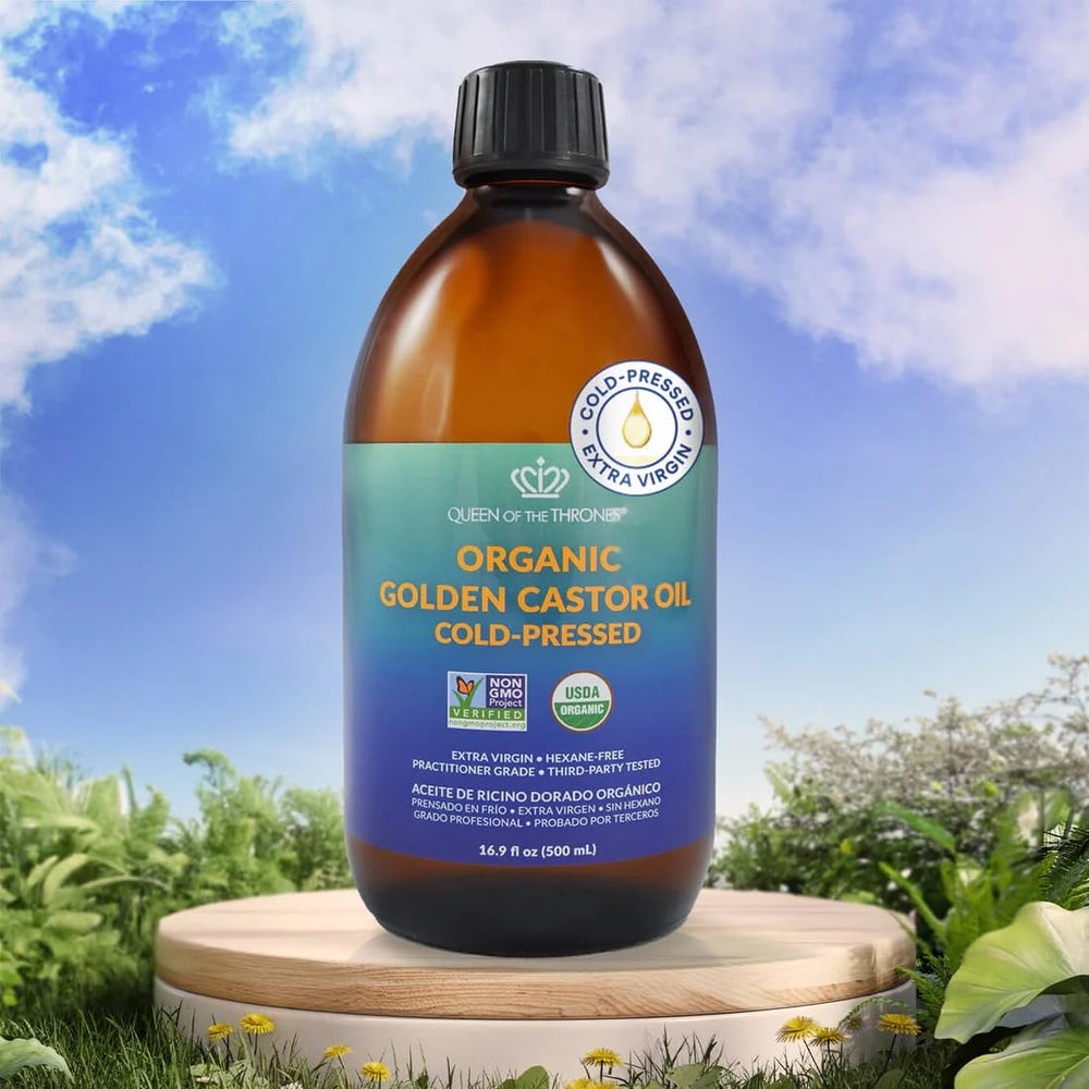QUEEN OF THE THRONES Organic Golden Castor Oil eye makeup remover demonstrates clean removal
