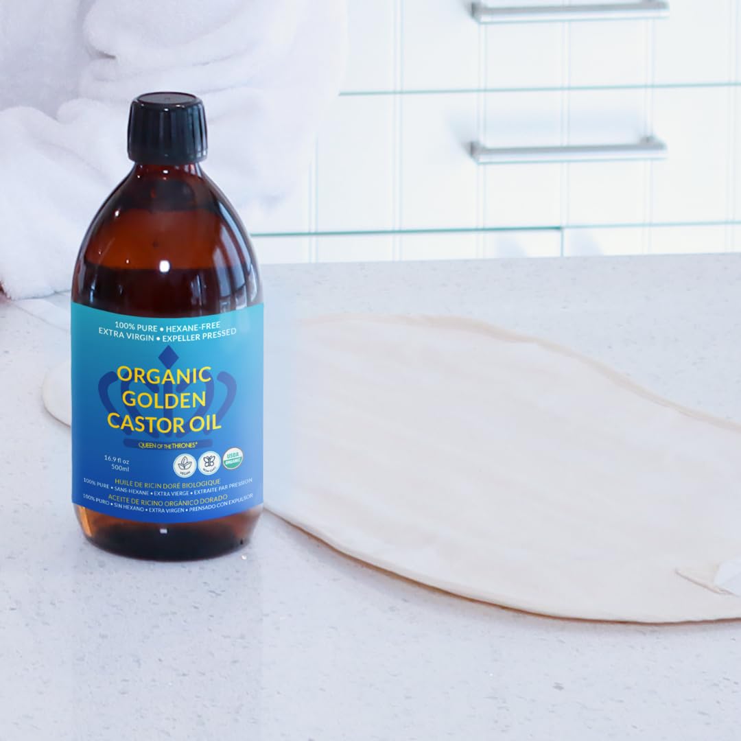 QUEEN OF THE THRONES Organic Golden Castor Oil pack-use supports self-care rituals