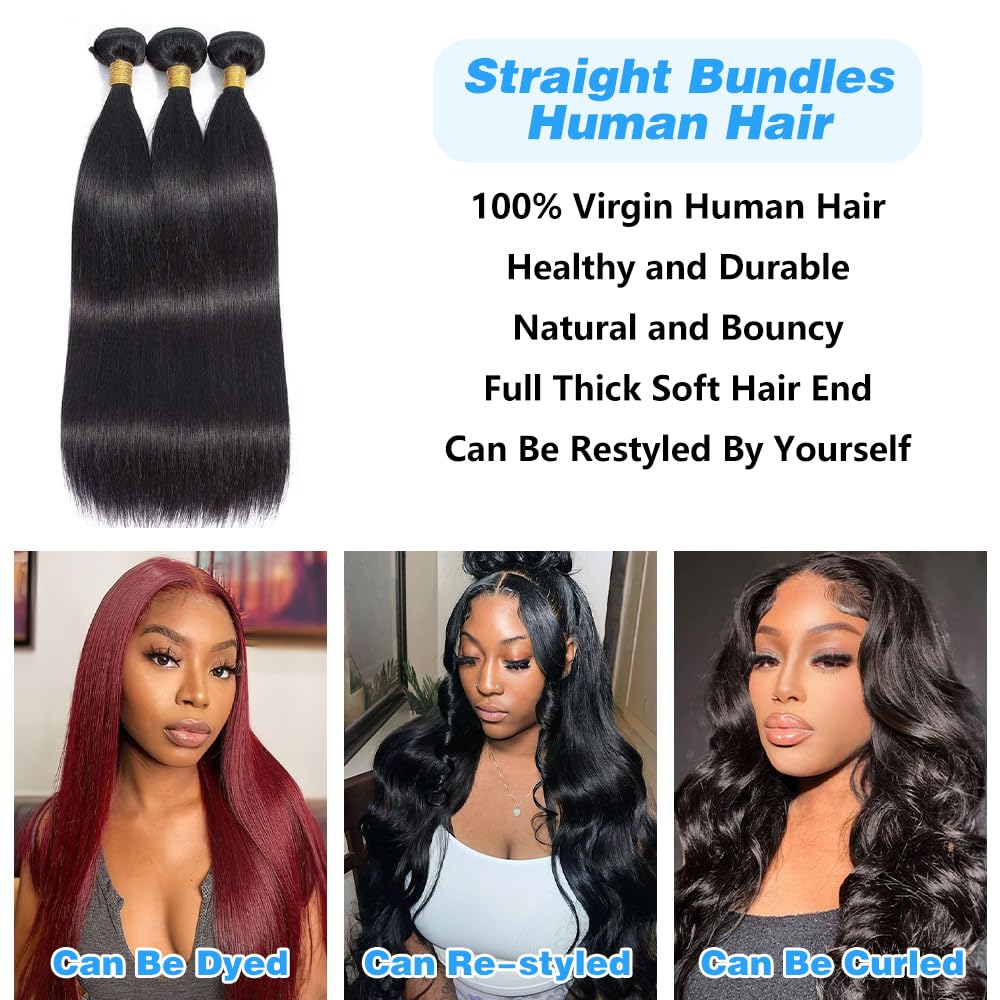 Queenset straight bundles 14-inch natural black length display for versatile styling
