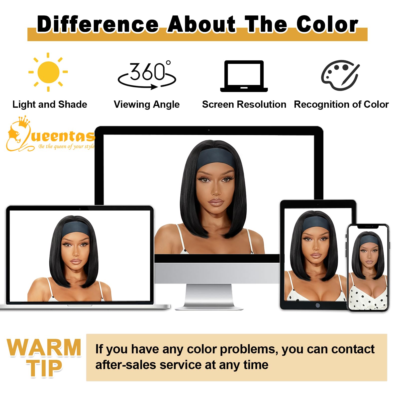 QUEENTAS wig package includes headband and nylon cap