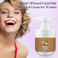 QentAnud coconut oil facial hair removal cream packaging highlights easy home use.