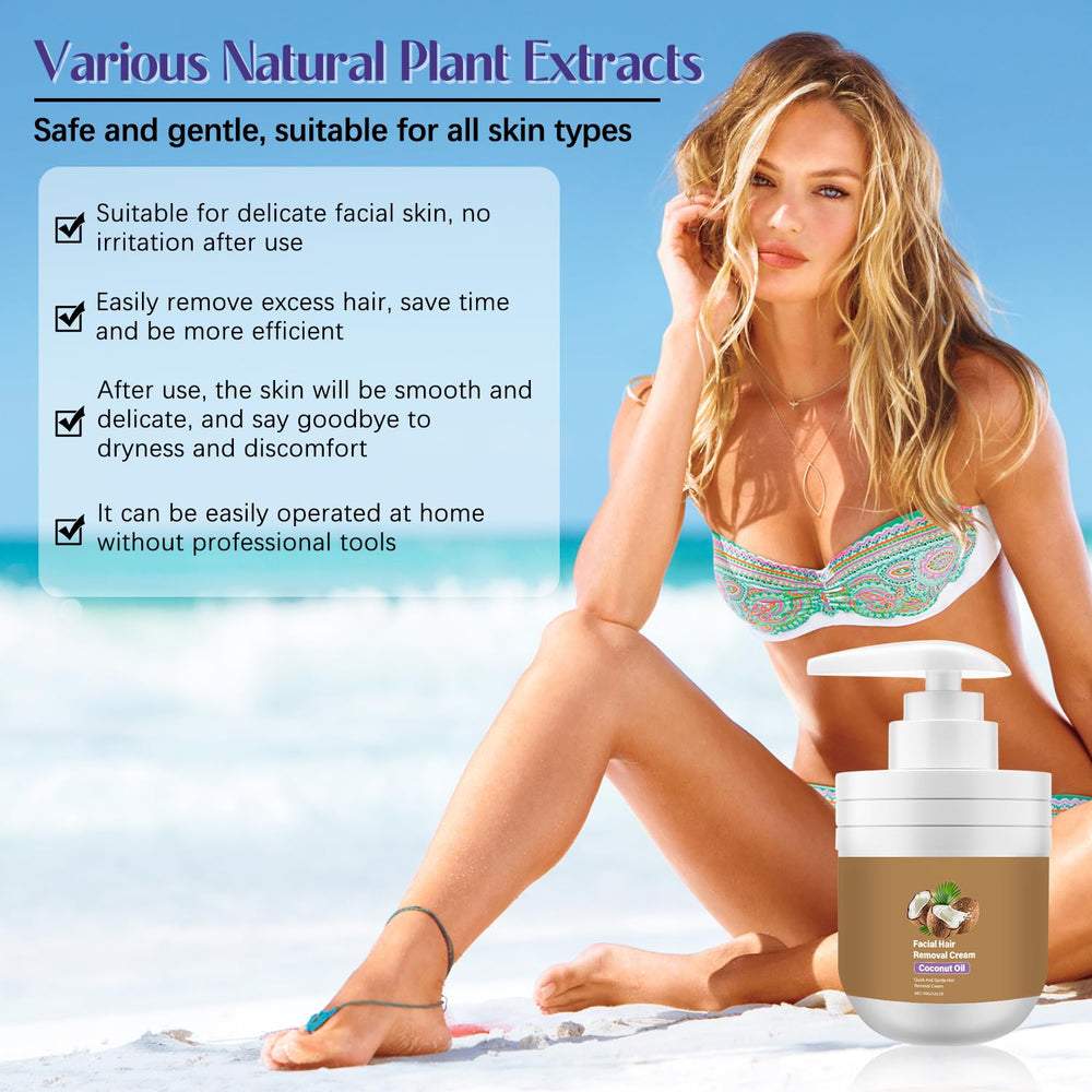 QentAnud facial hair removal cream application on face for quick smooth skin.