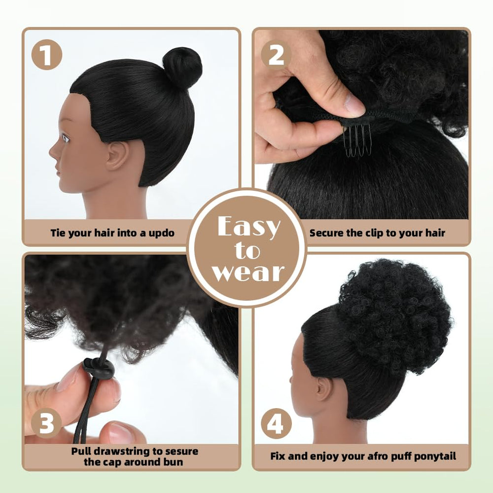 quesdom Afro Puff color-options-black-brown expands outfit versatility.