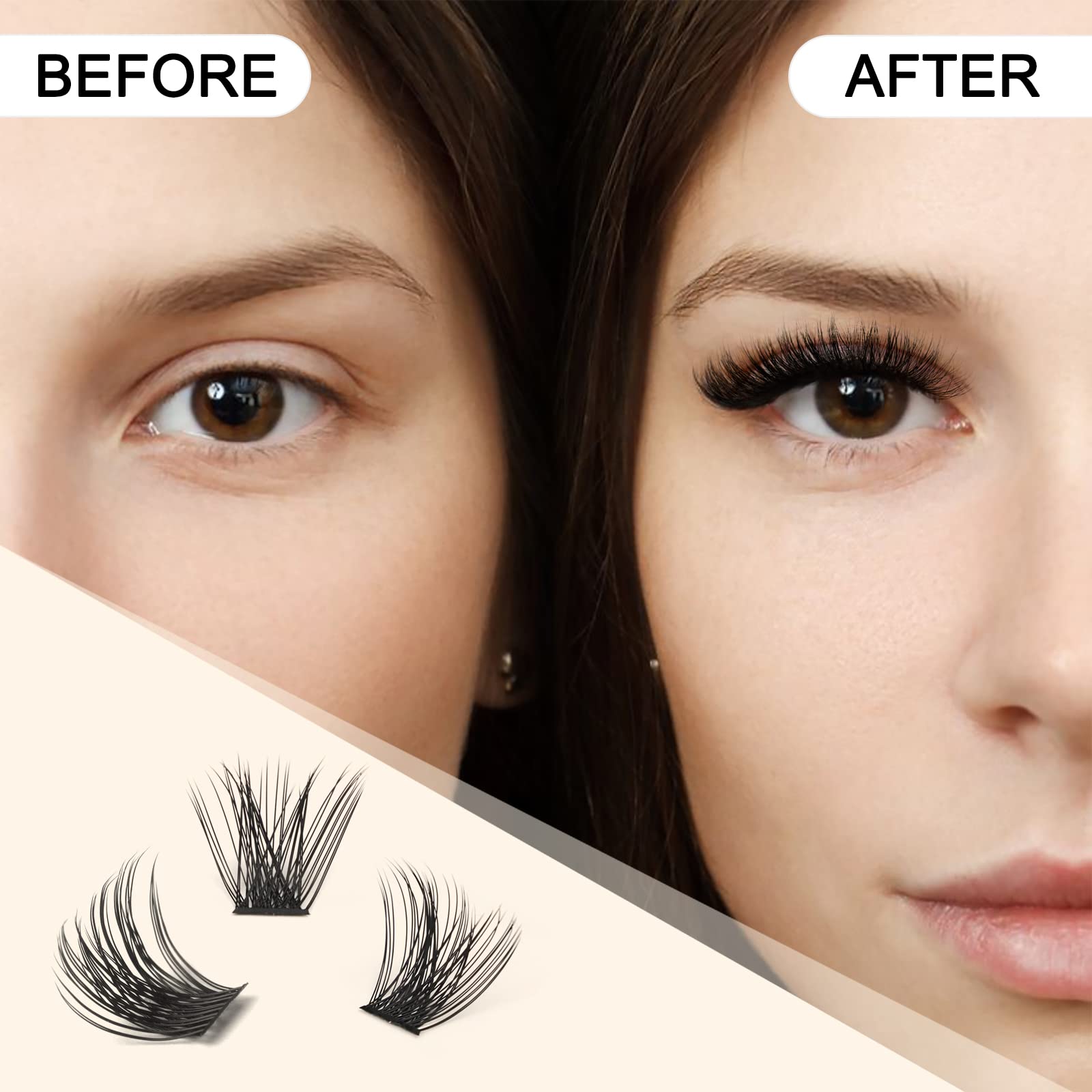 QUEWEL cluster lashes natural to dramatic looks with versatile lengths