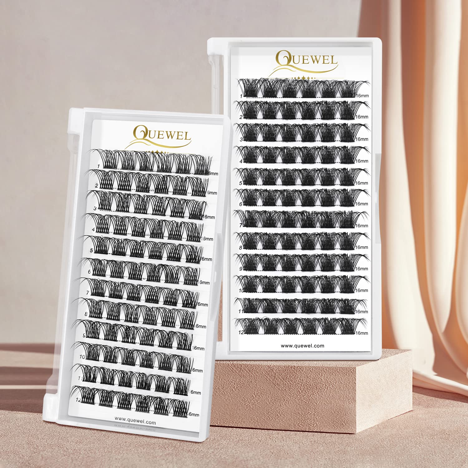QUEWEL cluster lashes removal-friendly with makeup remover