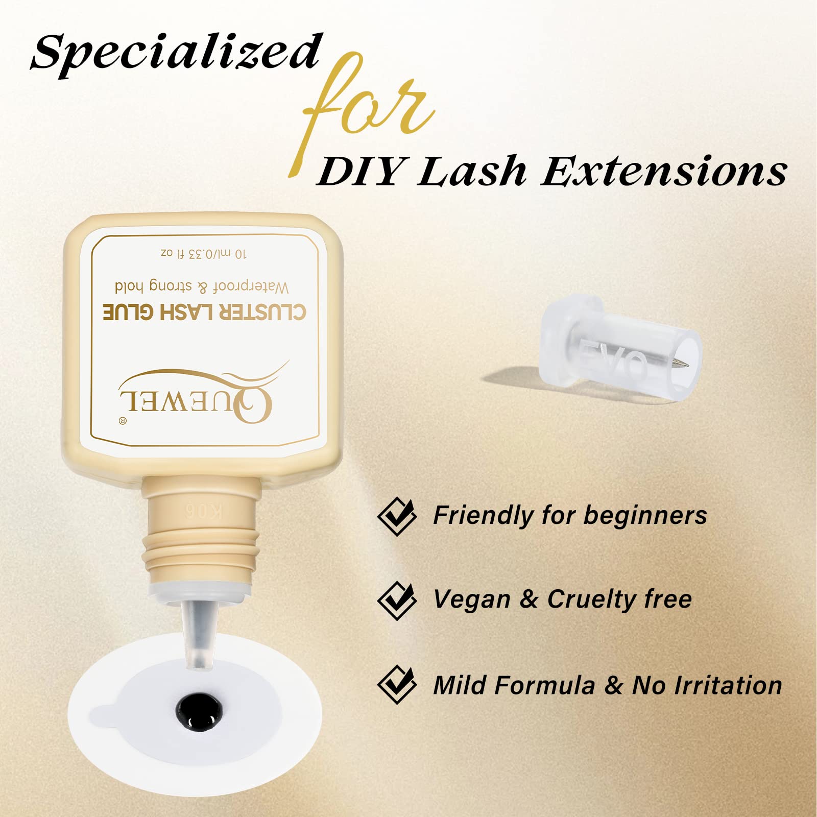 QUEWEL DIY lash-extension application scene demonstrates easy at home clustering