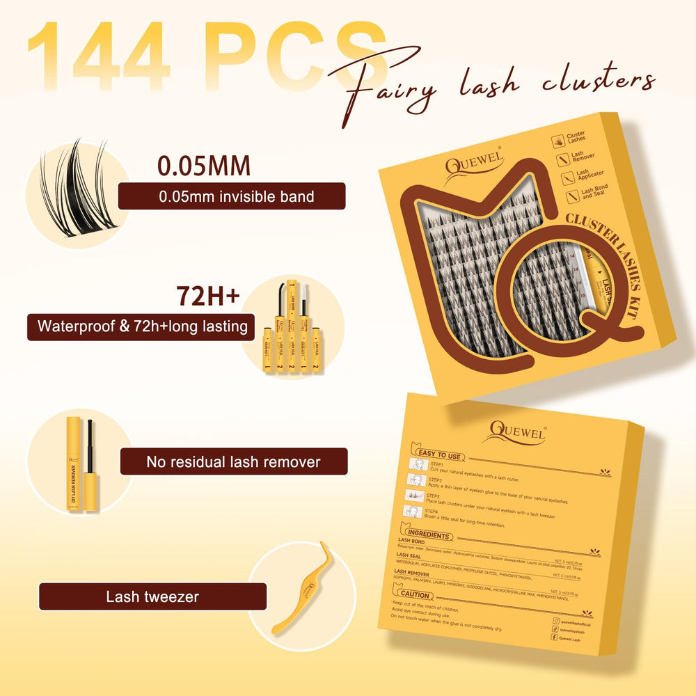 QUEWEL false-eyelashes-tweezers tool for precise placement.