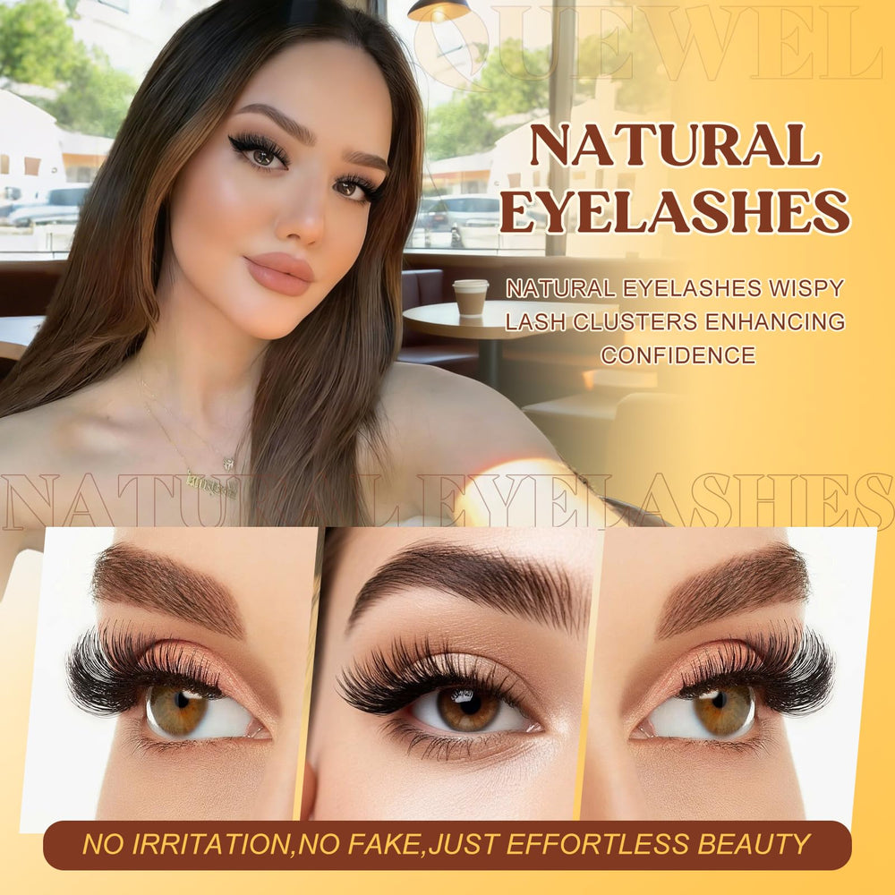 QUEWEL lash clusters 40D lashes create soft, natural-looking wisps.