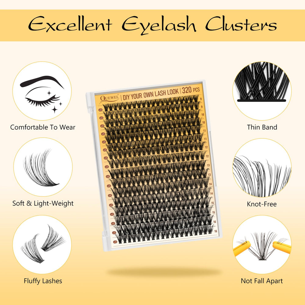QUEWEL lash clusters applicator tool with matte frosted finish for precision.