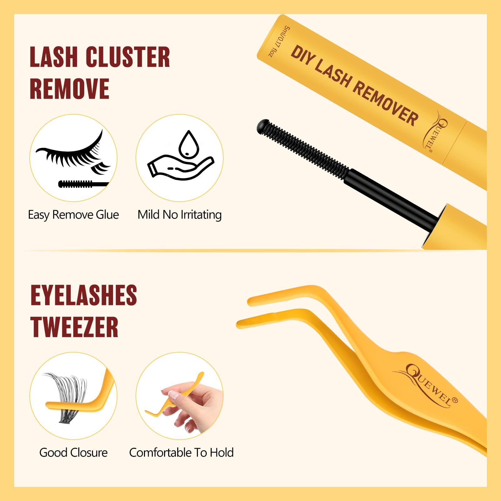 QUEWEL lash clusters beginner-friendly kit supports at-home DIY practice.