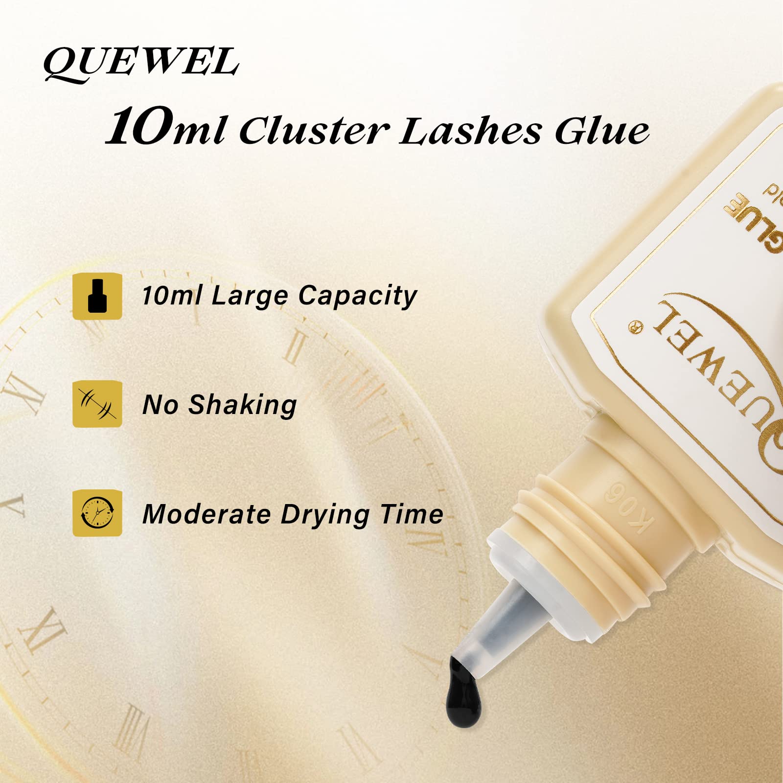 QUEWEL lash clusters glue black cap open enabling easy no shake use