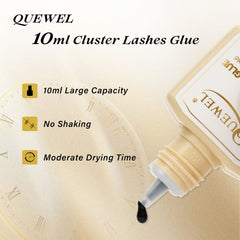 QUEWEL lash clusters glue black cap open enabling easy no shake use