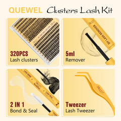 QUEWEL lash clusters kit applicator tool ensures clean grip during application.