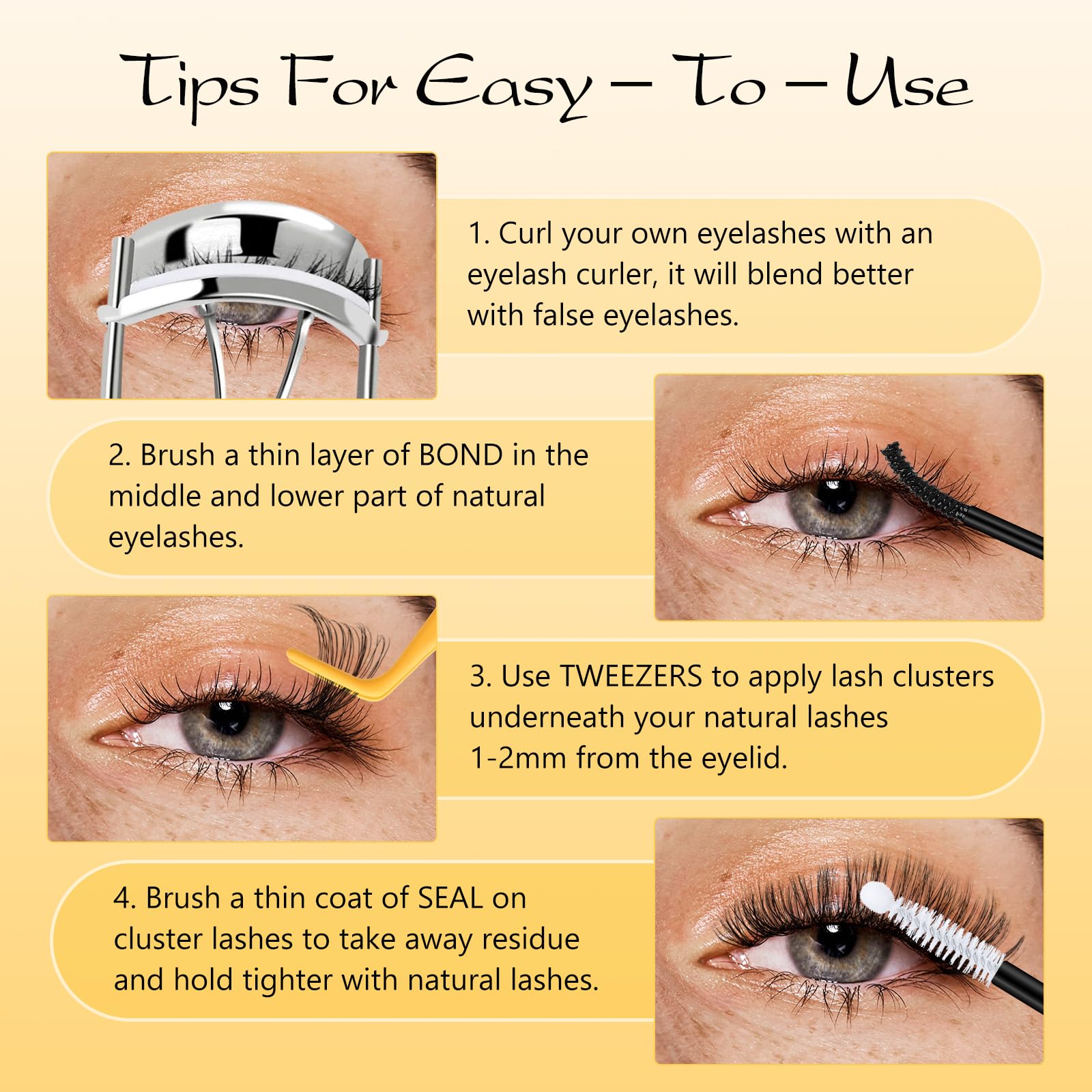 QUEWEL lash clusters kit is waterproof and sweatproof for active days.