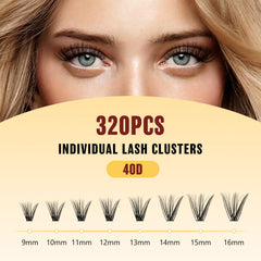 QUEWEL lash clusters 9-16mm lengths enabling versatile wispy styles.