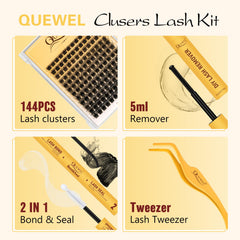 QUEWEL lash-clusters mixed-lengths 8-16 enable versatile natural-to-fluffy looks.