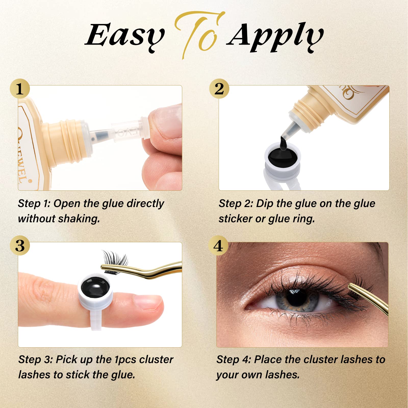 QUEWEL lash clusters remover for residue free cleanup after wear
