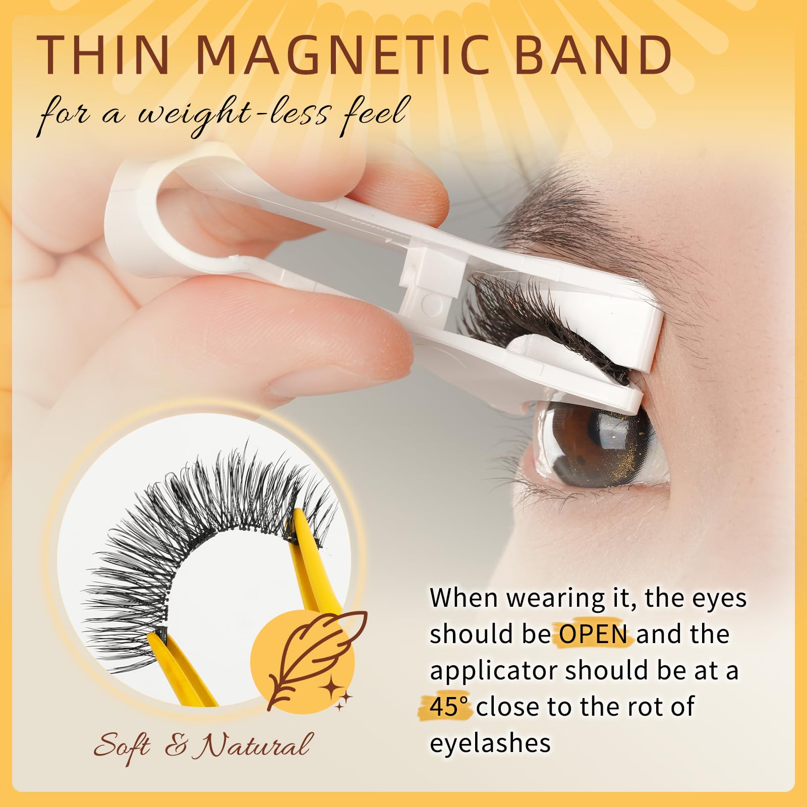 QUEWEL natural wispy magnetic lashes for a seamless, lightweight look.