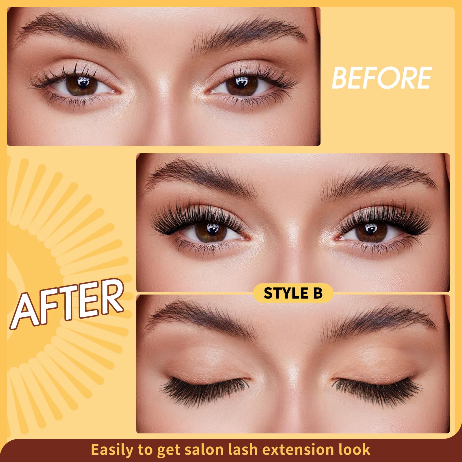 QUEWEL natural wispy magnetic lashes for a believable look