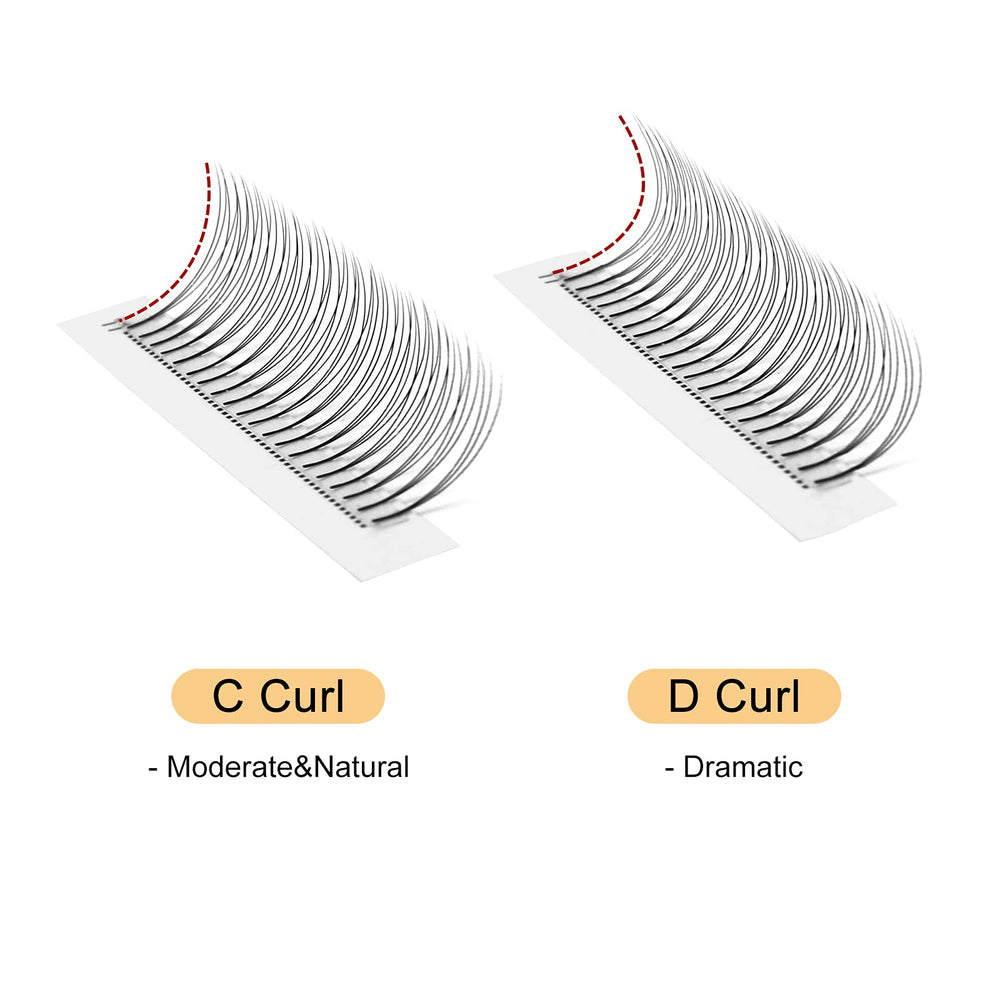 QUEWEL 3D 0.10mm C curl premade fans close-up showing matte base