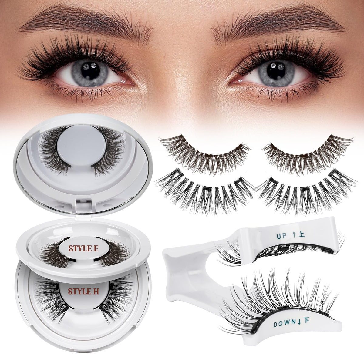 QUEWEL reusable magnetic eyelash kit contents for quick, glue-free application.