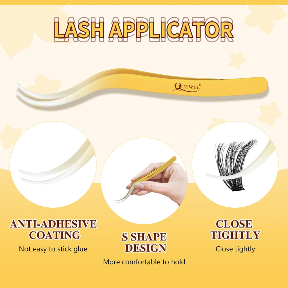 QUEWEL S-shaped tweezer design enhances grip and precision.