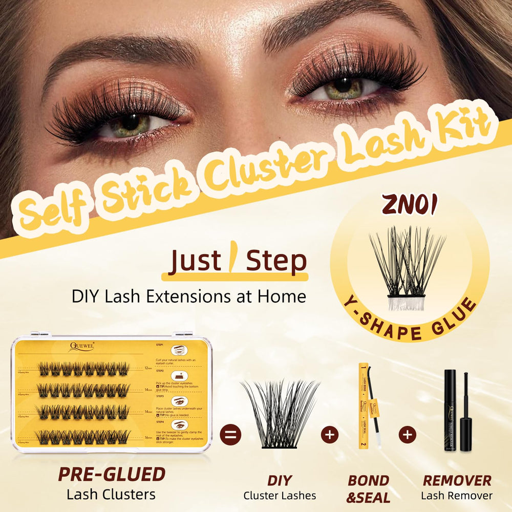 QUEWEL glue-free application demonstrates simple lash look
