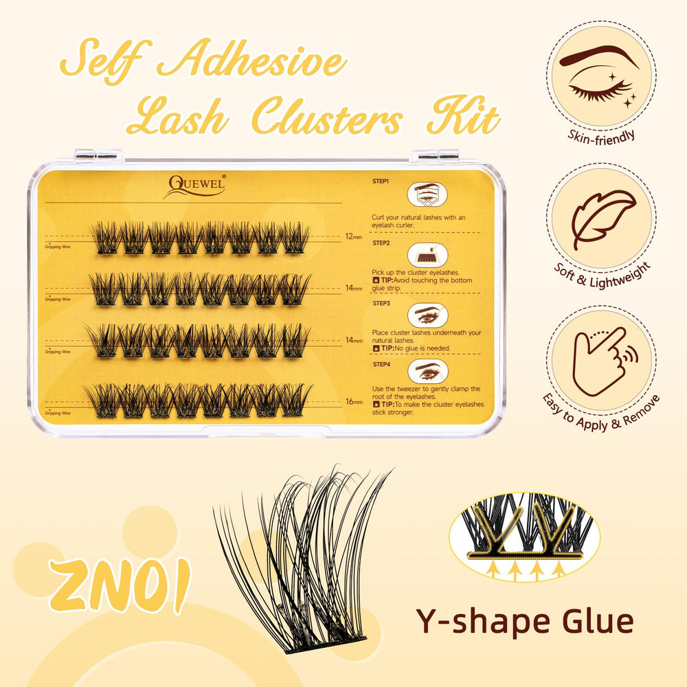 QUEWEL lashes tweezers with non-stick coating for easy, precise cluster placement