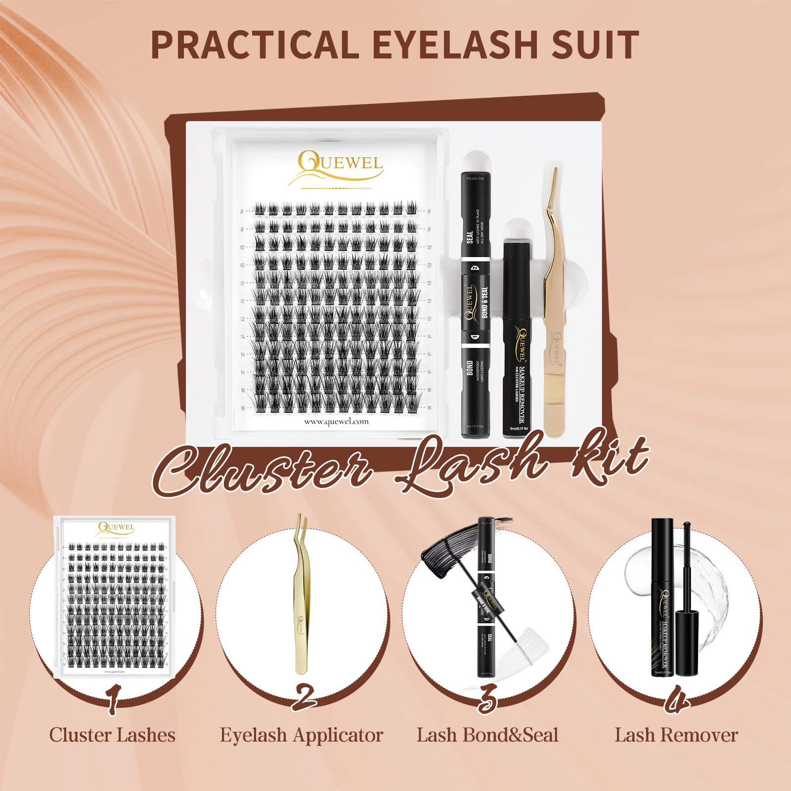 QUEWEL upgraded-band cluster lashes offer softer fit for comfortable wear and reuse.