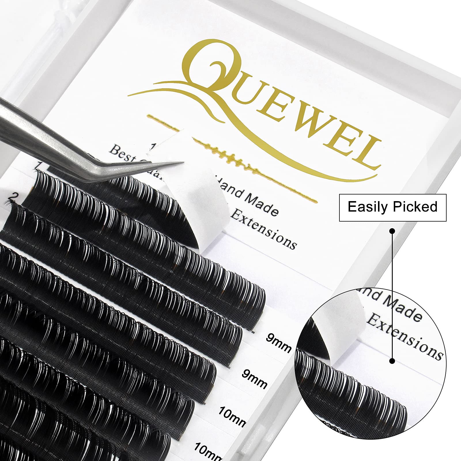 QUEWEL classic lashes 12-row tray helps organized grafting practice.