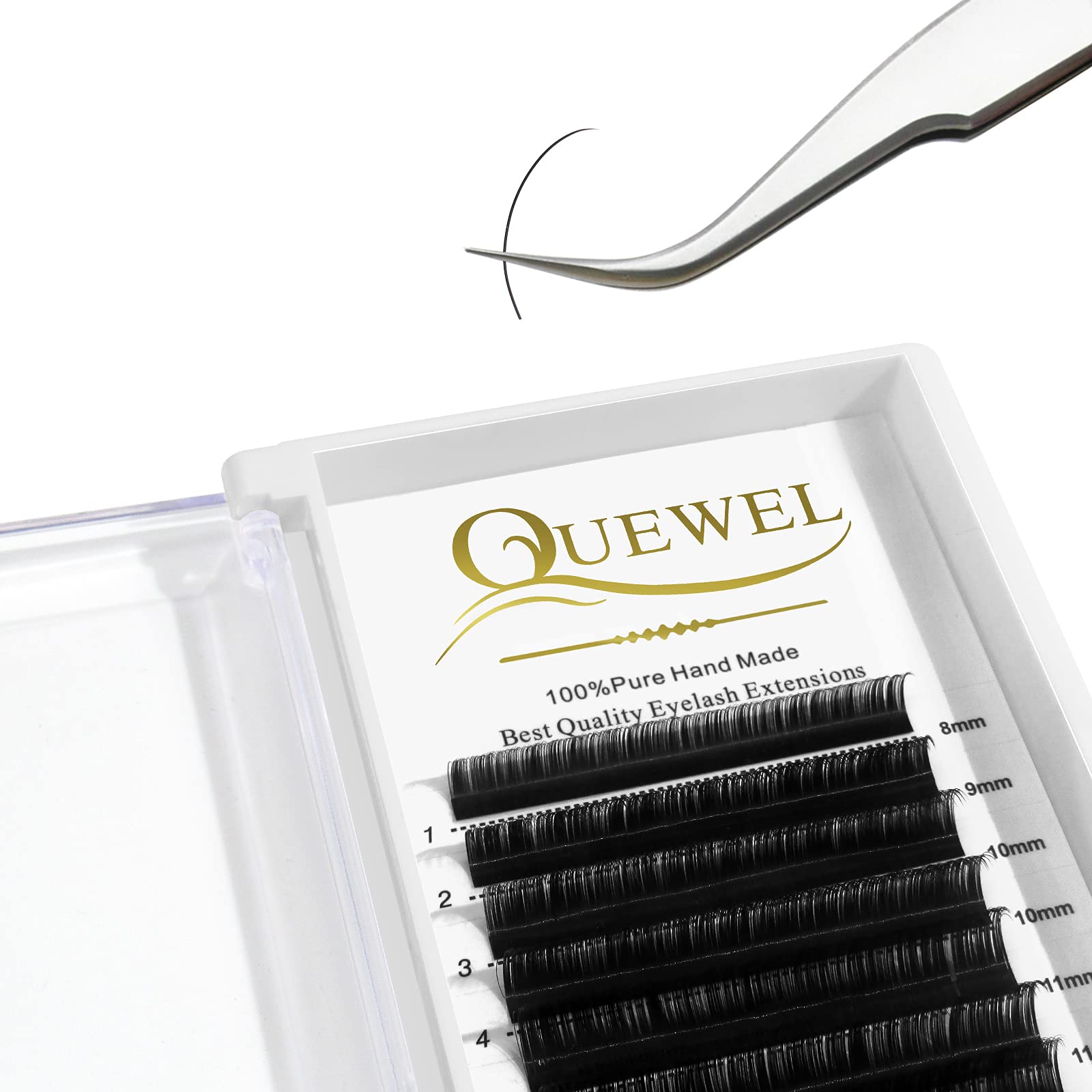 QUEWEL eyelash extensions 0.15 D curl mix 8-14mm for natural volume.