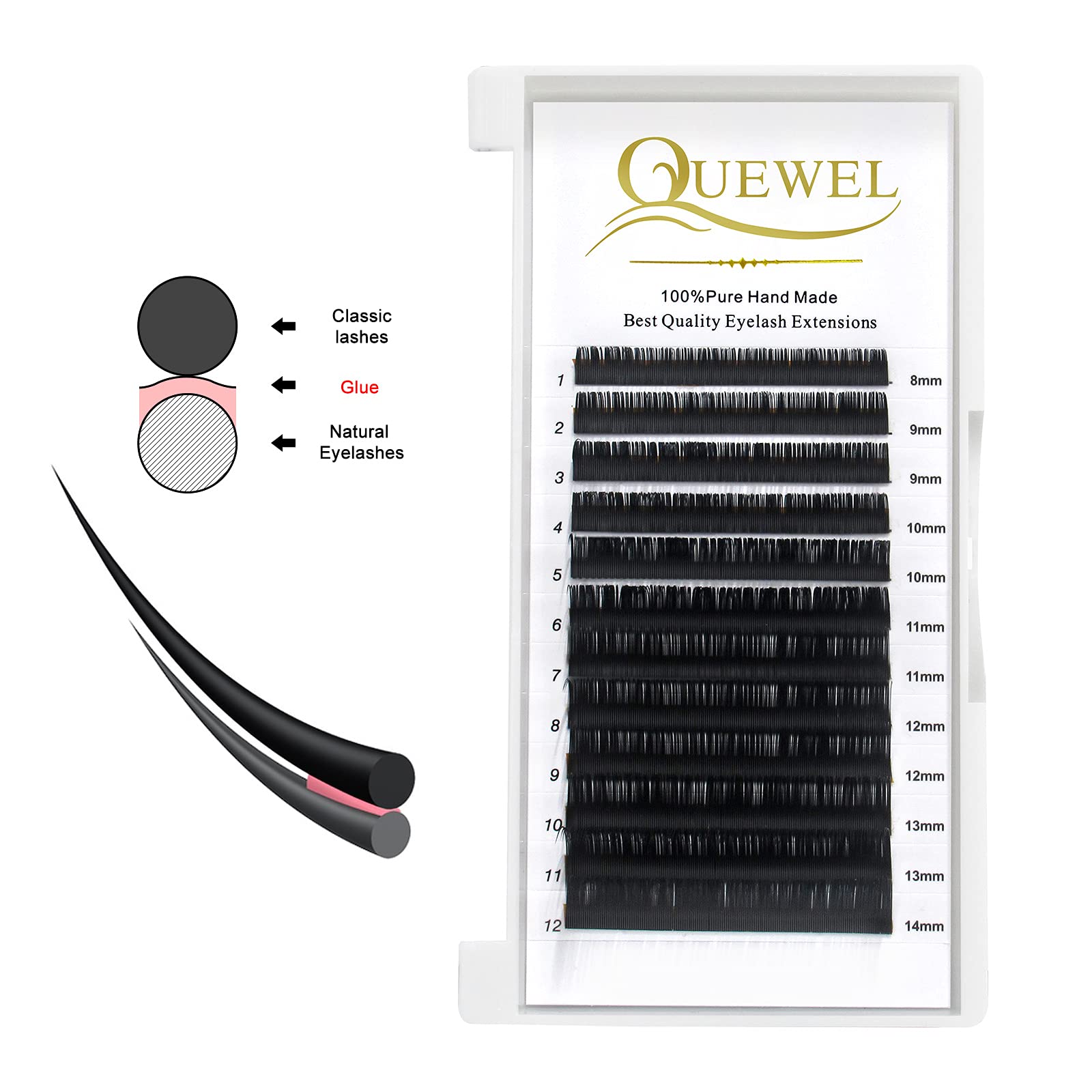 QUEWEL Korean black PBT fiber provides lightweight durable lash performance.