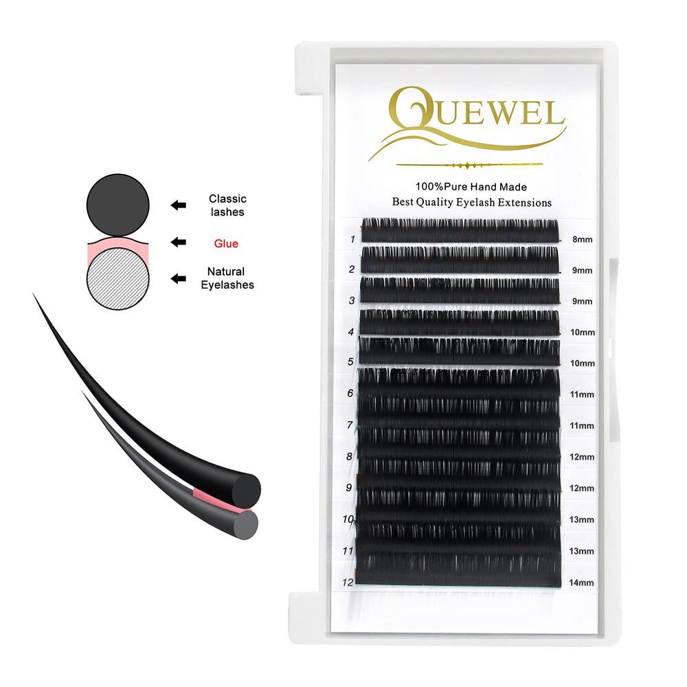 QUEWEL Korean black PBT fiber provides lightweight durable lash performance.