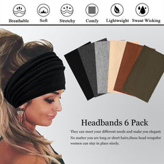 QUEXIUYIN 6-pack headbands brown color, versatile style for yoga and casual wear