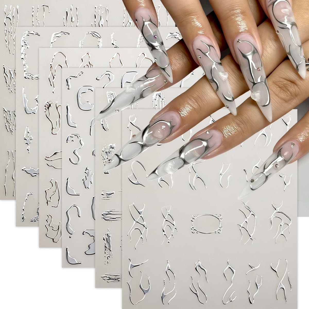 Quezadyl irregular lines nail stickers offer chic accents for everyday and special-occasion manicures.