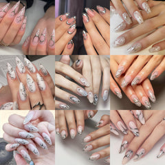 Quezadyl marble wave decals add depth and shimmer to natural or gel nails.